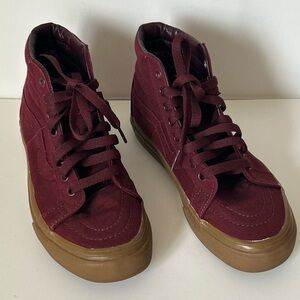 Vans Sk8-Hi High Top Lace Up Maroon With Gum Port Skate‎ Shoe Size M/5 - W/6.5